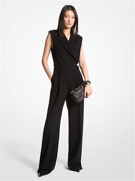 michael michael kors dot crepe ruffle wrap jumpsuit|Crepe Double.